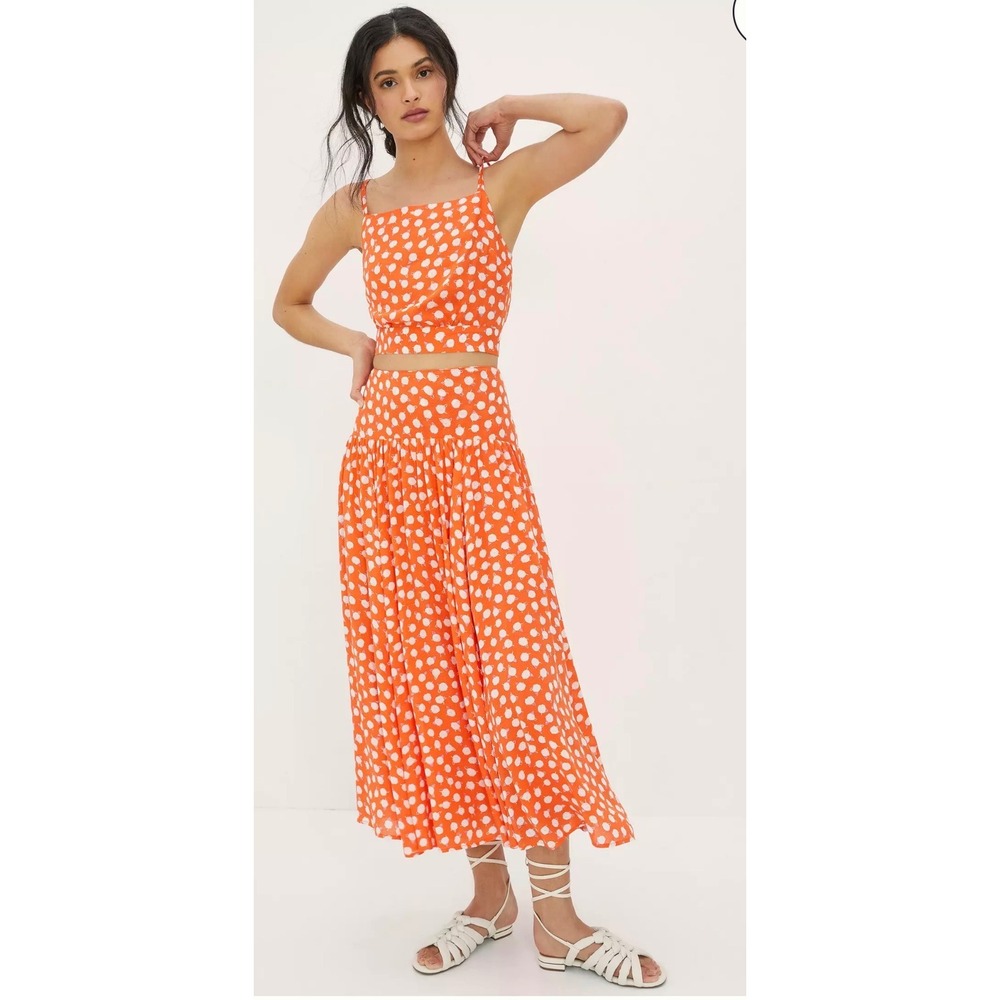 NWT Anthropologie Daisie Midi Skirt Floral Womens Large Flowy Boho Cottagecore